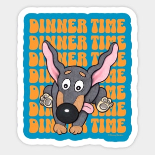 Funny Cute Dachshund Doxie Dog Running for Dinner Sticker